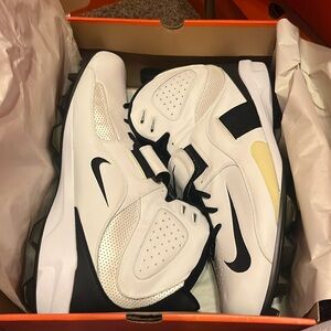 Nike air zoom boss shark football cleats white black metallic silver 310964 101